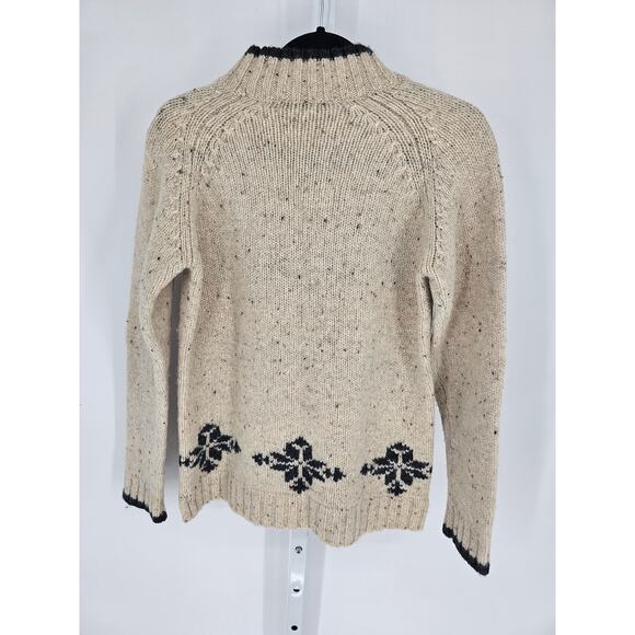 Eddie Bauer Women's Cream Black Animal Printed Woolen Crew Neck Sweater Size XS - Picture 4 of 4